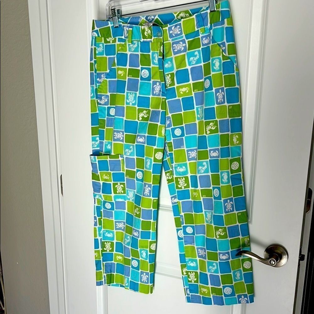 Lilly Pulitzer Colorful Pants Lobsters, Crabs and Sea Turtles Cropped Pants